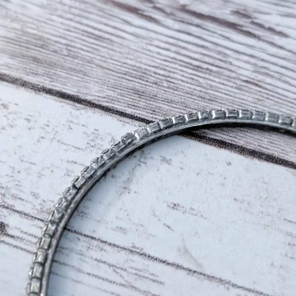 Clear Gem Bangle Bracelet - Tarnished Metal